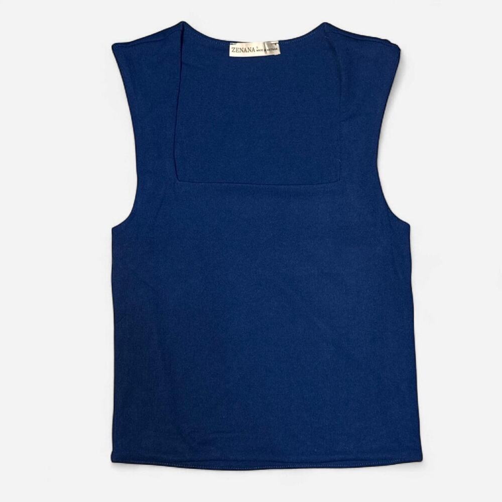 New zenana true blue ribbed top